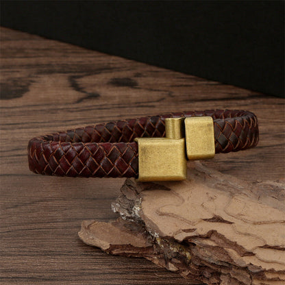 Vintage Style Braided Leather Bracelet 2819