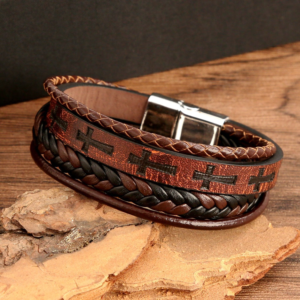 Vintage Style Braided Leather Bracelet 2820