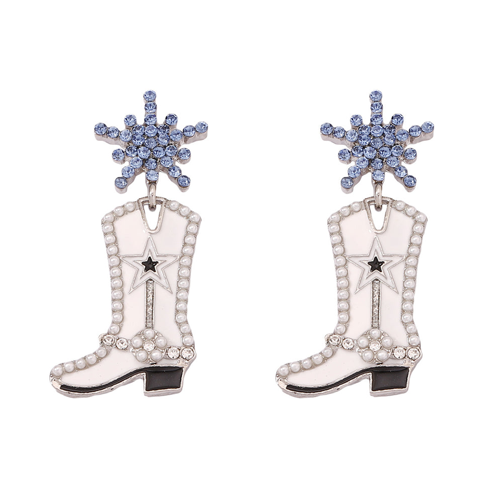 Western Flair Pearl Star Earrings with Boot Detail 2835