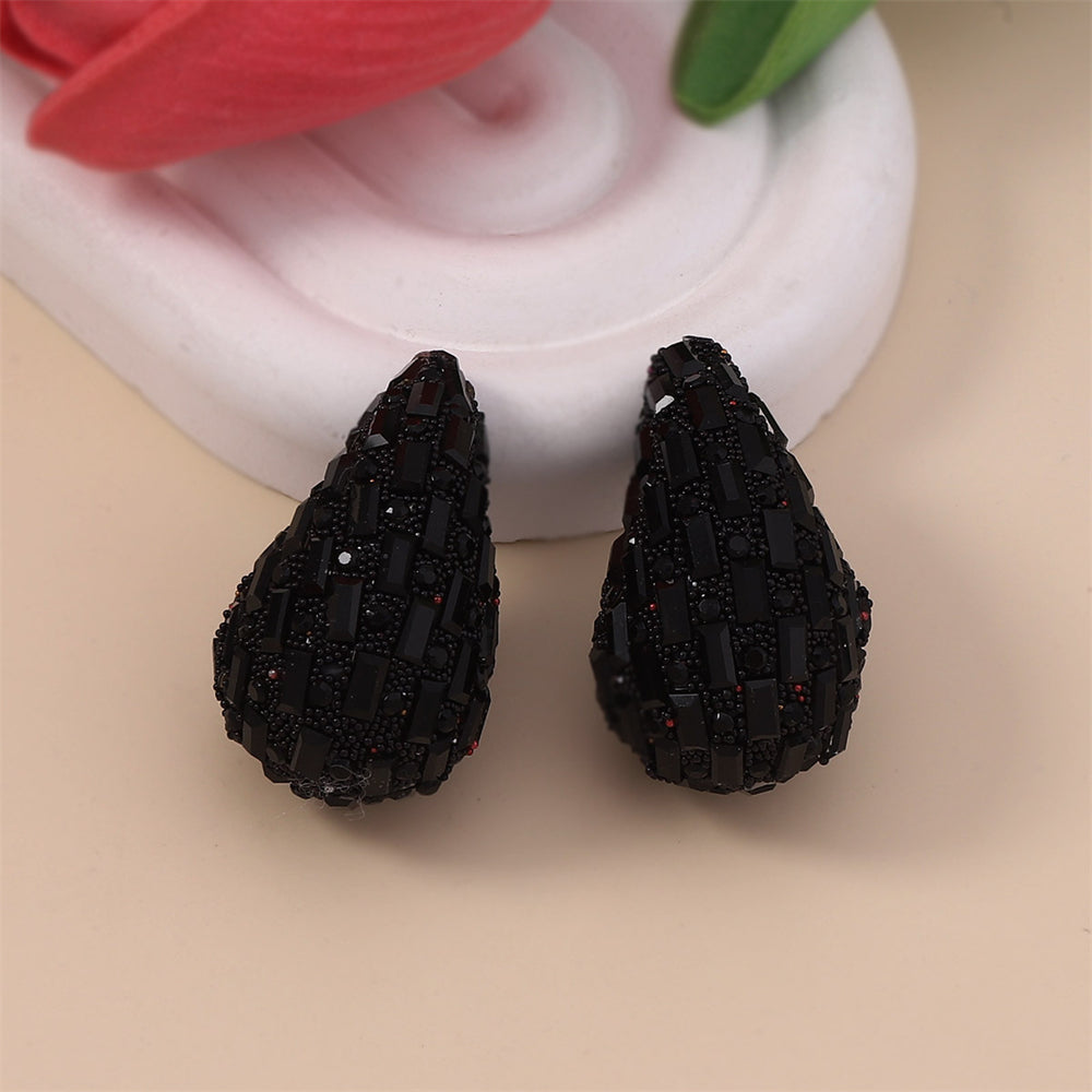 Zircon Teardrop Earrings 2923 Black