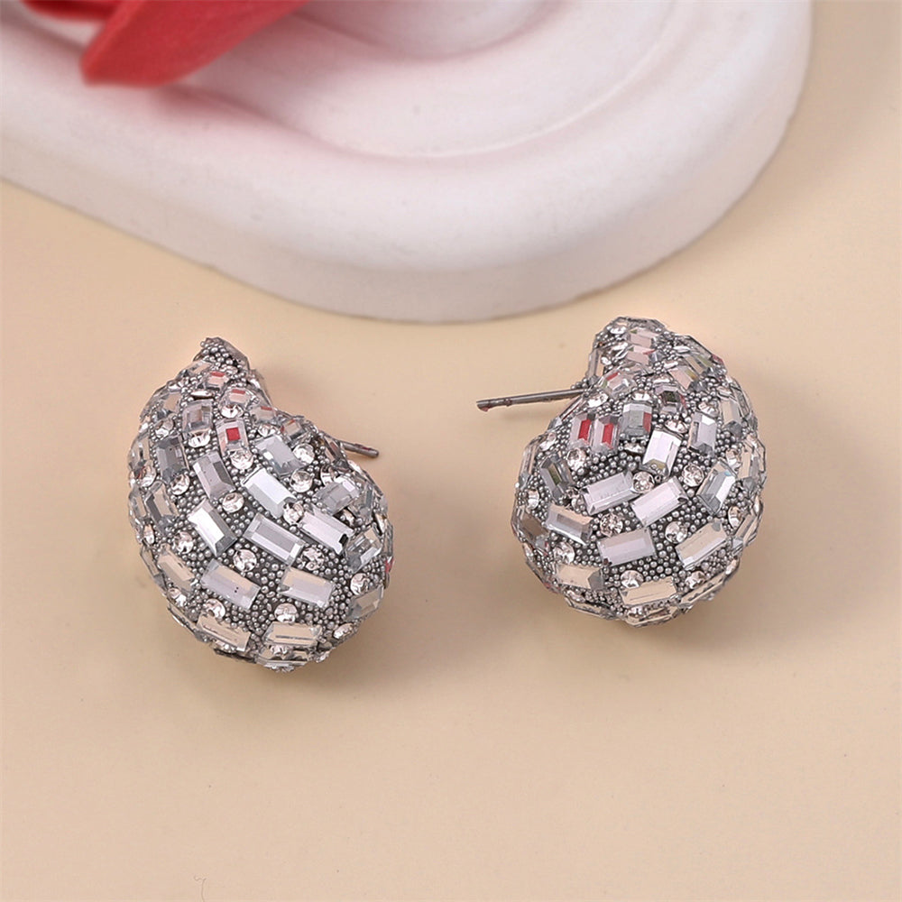 Zircon Teardrop Earrings 2923 Silvery