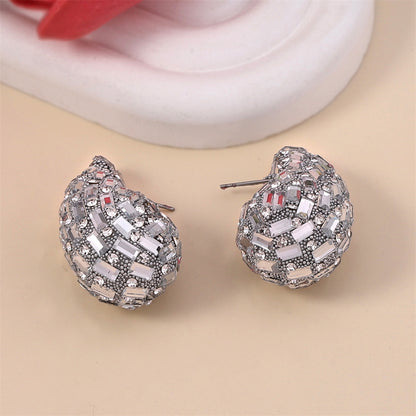 Zircon Teardrop Earrings 2923 Silvery