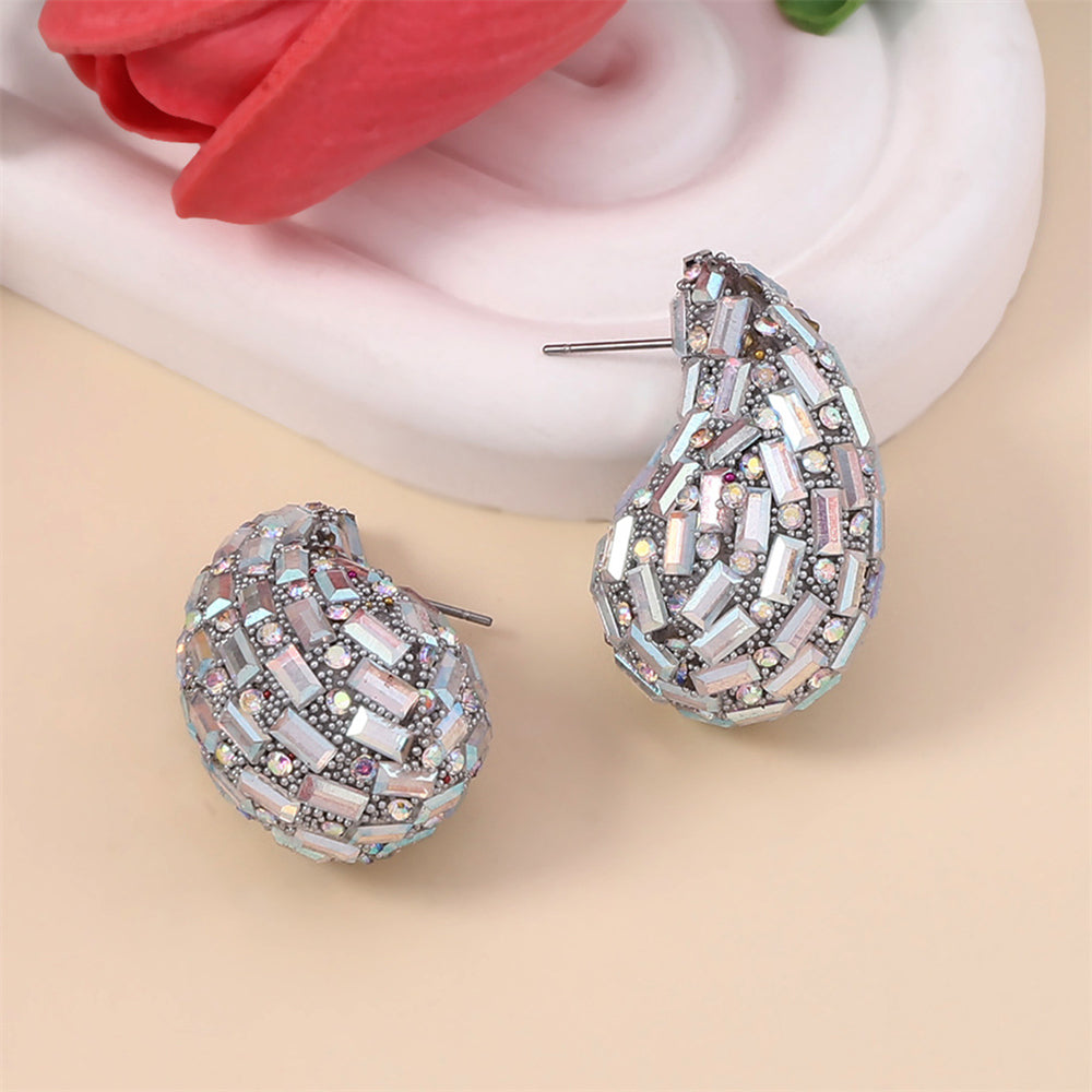 Zircon Teardrop Earrings 2923 Pink