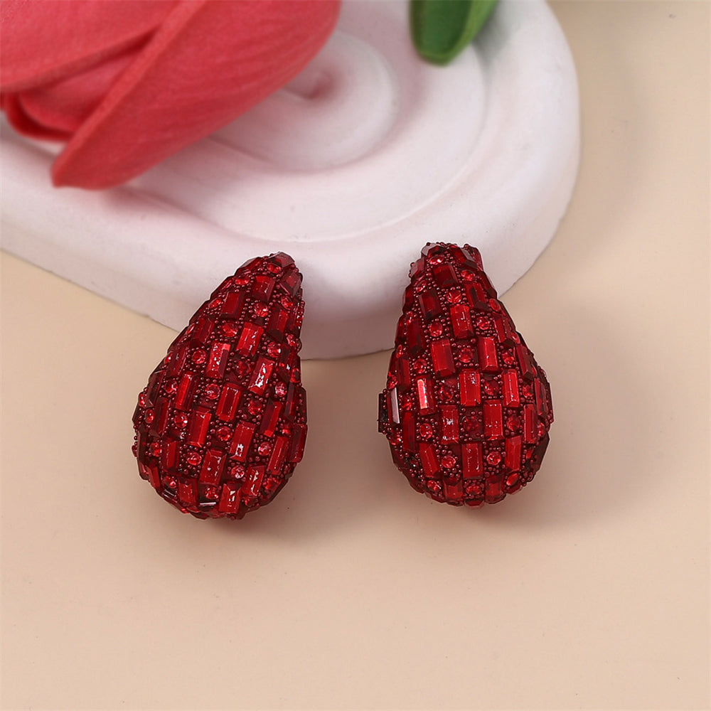 Zircon Teardrop Earrings 2923 Red