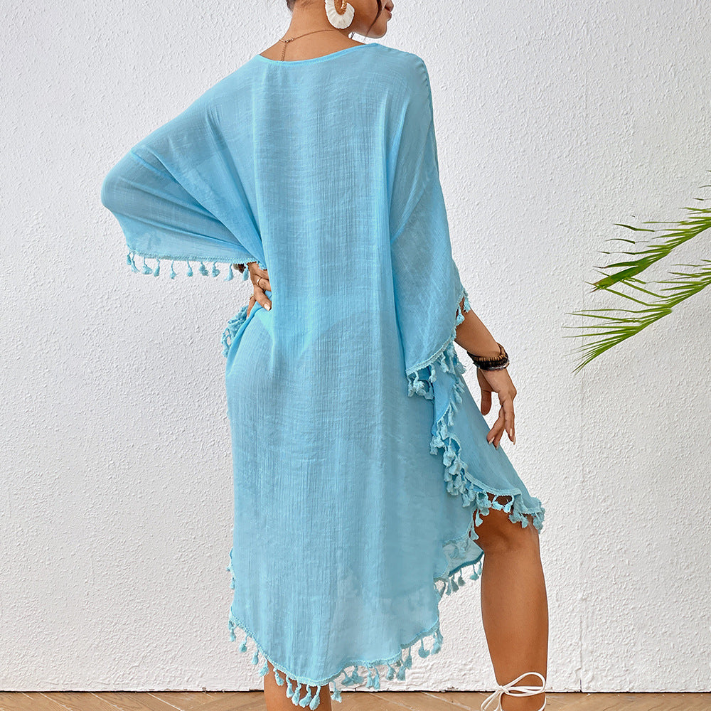 summer dresses with sleeves Cover-Up beach casual dresses 3038