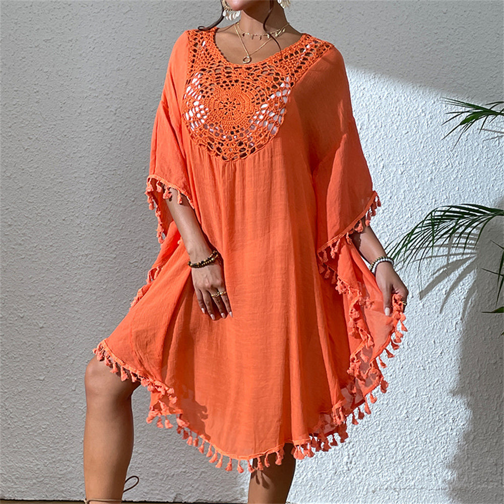 summer dresses with sleeves Cover-Up beach casual dresses 3038 F Orange