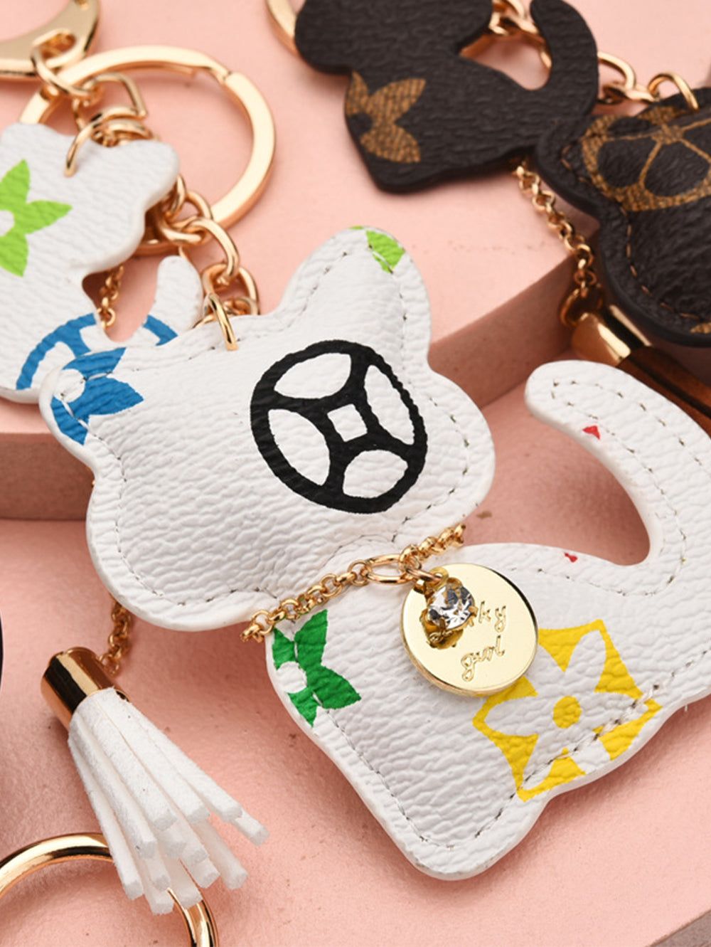 Cat Pattern Tassel Detail Keychain