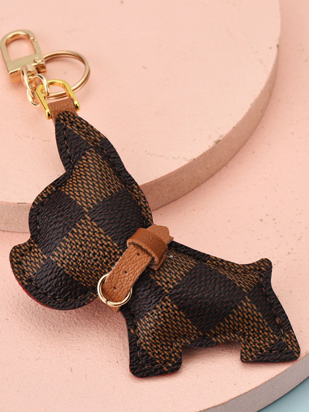 Dog Pattern key Chain Brown