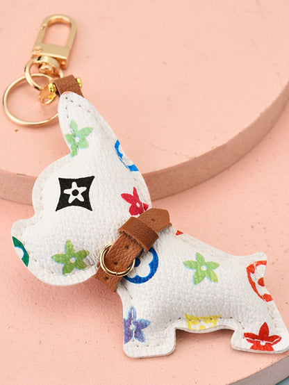 Dog Pattern key Chain Printing White