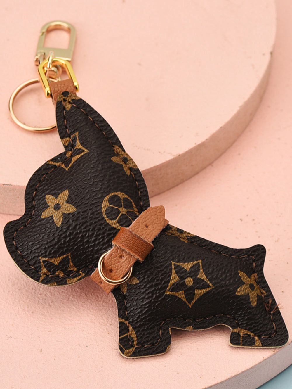 Dog Pattern key Chain Printing Brown