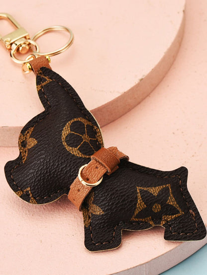 Dog Pattern key Chain Dark brown